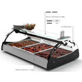 Sayl MaxiSelf CMX3 Bain Marie Stainless Steel with tempered glass & adjustable legs. - Mabrook Hotel Supplies